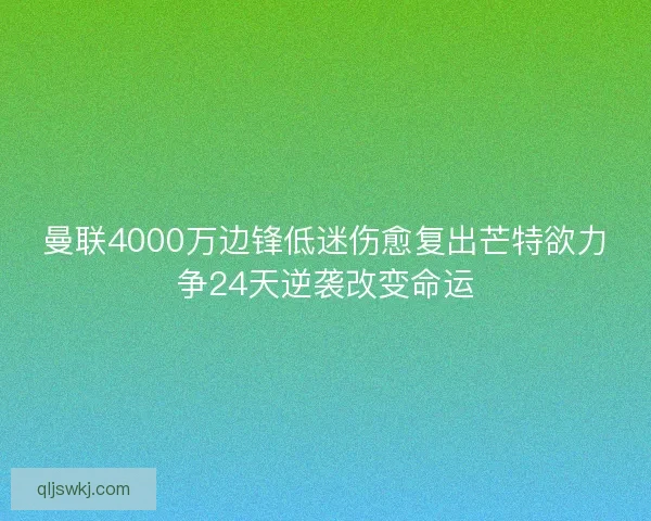 曼联4000万边锋低迷伤愈复出芒特欲力争24天逆袭改变命运